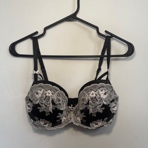 Victoria's Secret Black Bra with Ivory Floral Lace